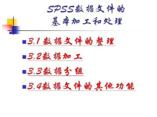 SPSS数据文件的基本加工和处理