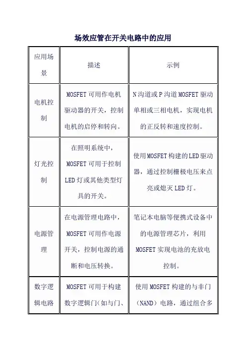 场效应管在开关电路中的应用