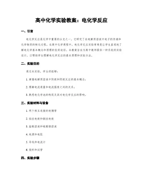 高中化学实验教案：电化学反应 (2)