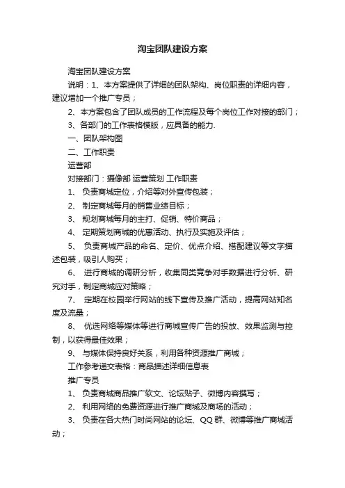 淘宝团队建设方案