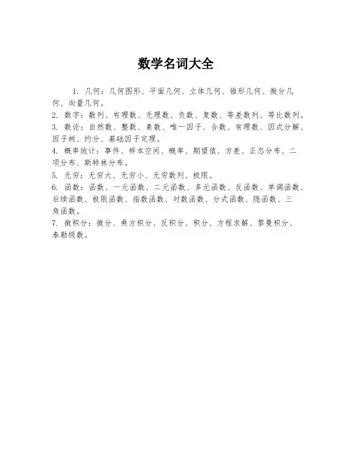数学名词大全