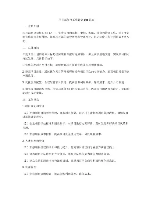 项目部年度工作计划ppt范文