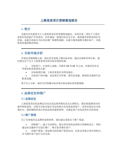 上海某某项目营销策划报告