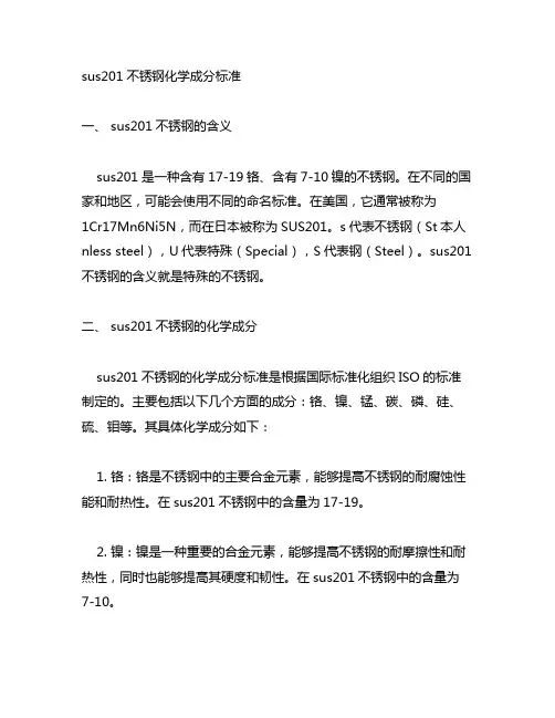 sus201不锈钢化学成分标准