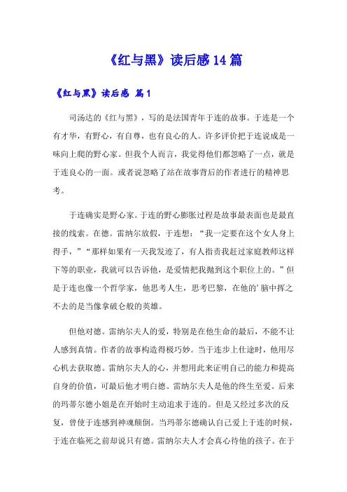 《红与黑》读后感14篇