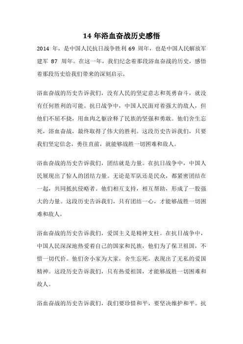 14年浴血奋战历史感悟