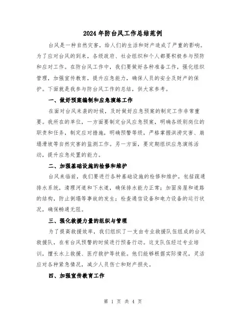 2024年防台风工作总结范例(二篇)
