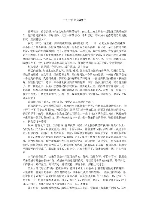 一花一世界(3000字作文)