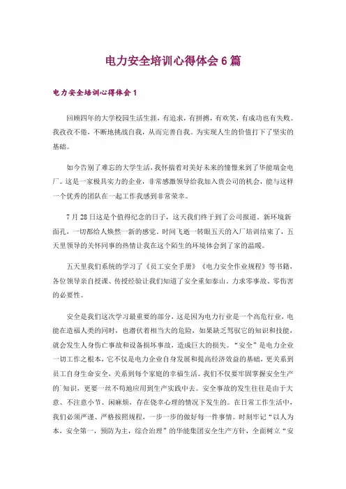 电力安全培训心得体会6篇