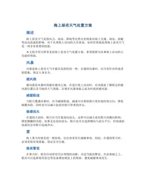 海上恶劣天气处置方案