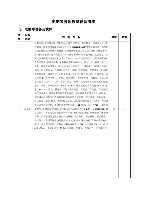 电钢琴音乐教室设备清单
