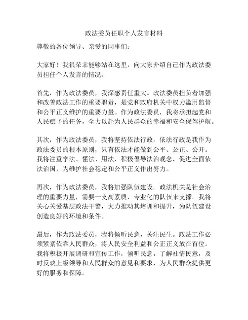 政法委员任职个人发言材料