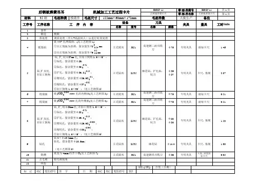 后钢板弹簧吊耳工艺过程卡片