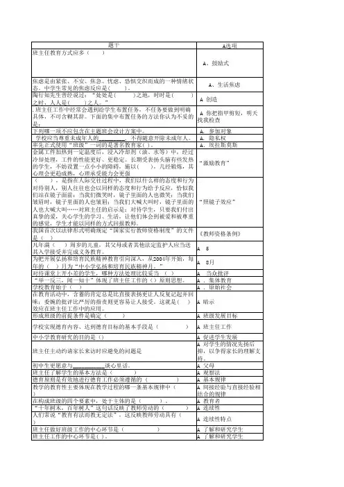 第三届班主任技能大赛培训题目
