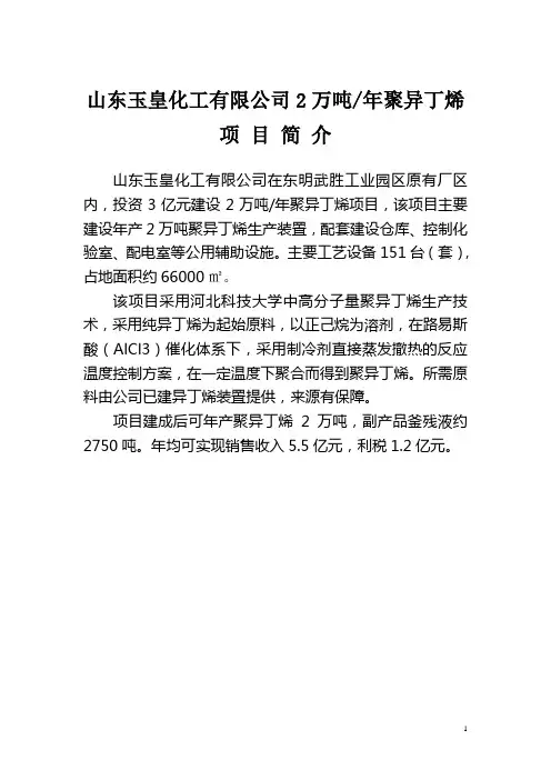 聚异丁烯项目简介