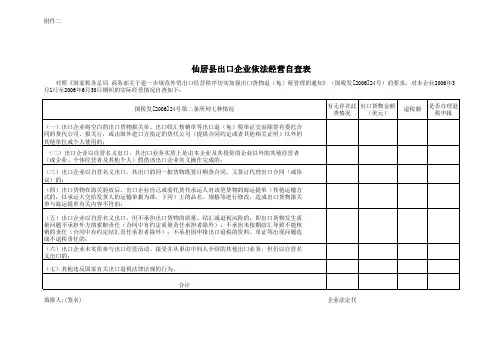 出口企业依法经营自查表