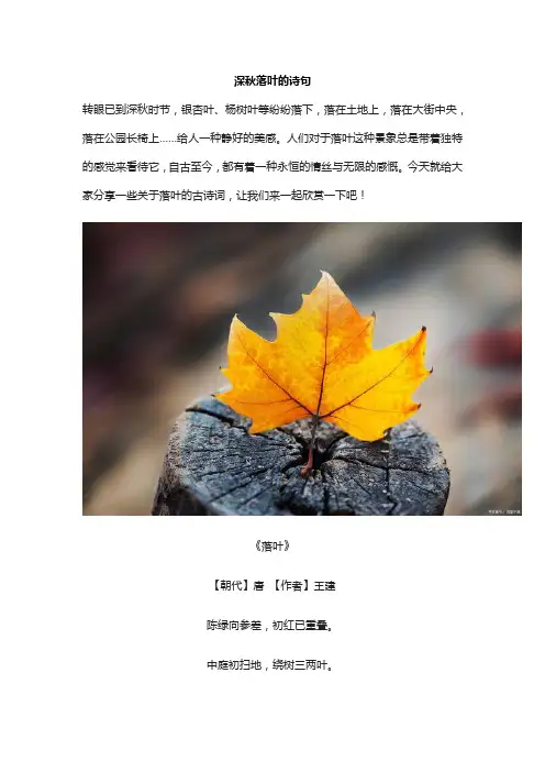 深秋落叶的诗句