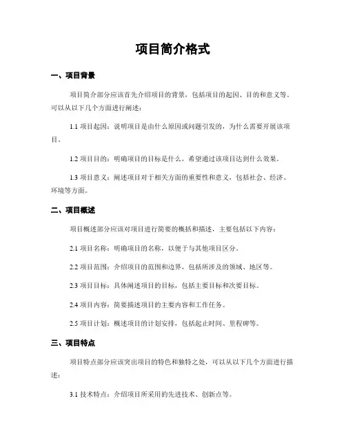 项目简介格式