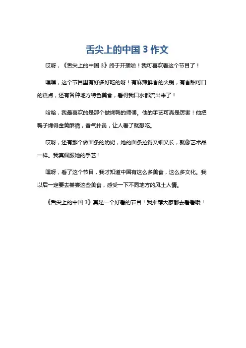 舌尖上的中国3作文