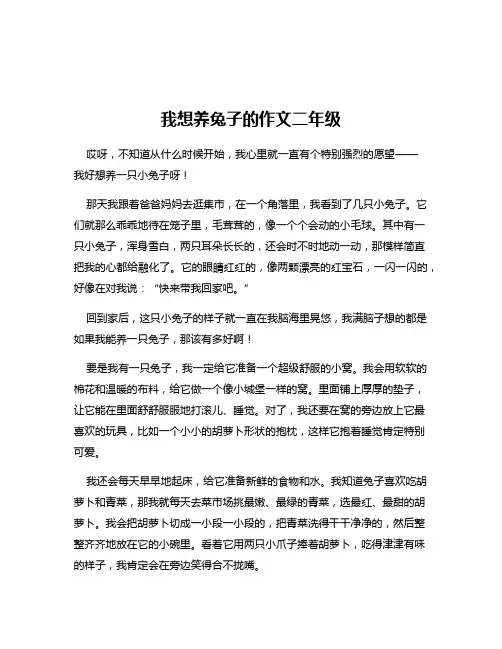 我想养兔子的作文二年级