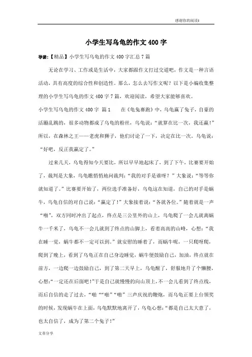 小学生写乌龟的作文400字_14