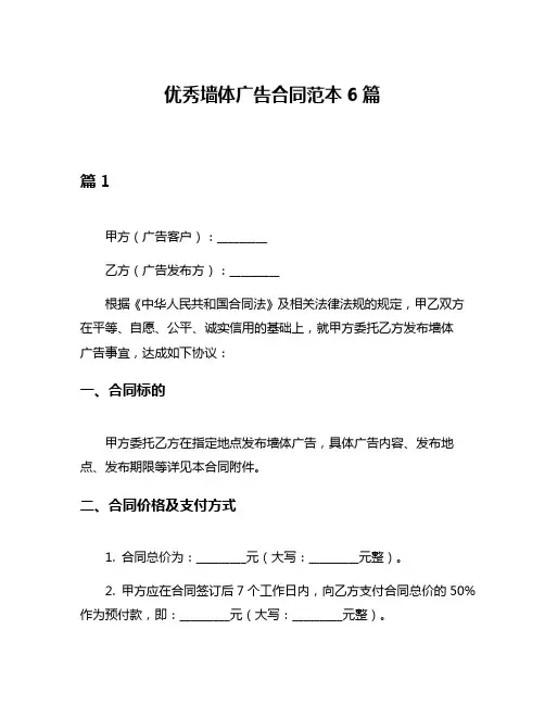 优秀墙体广告合同范本6篇