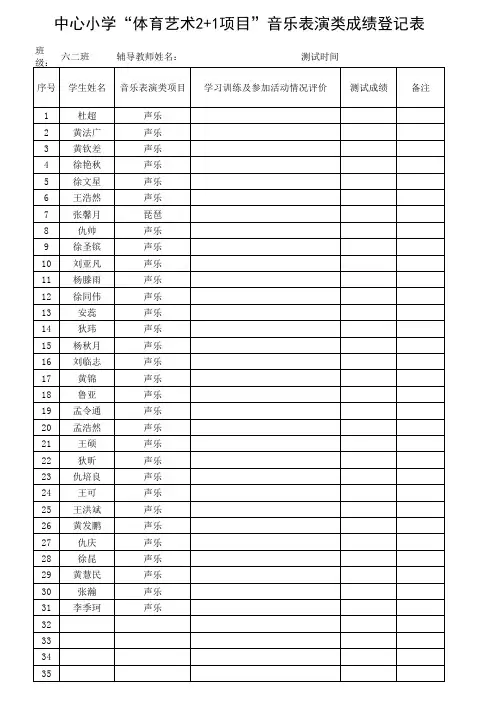 音乐类成绩学生登记表201209