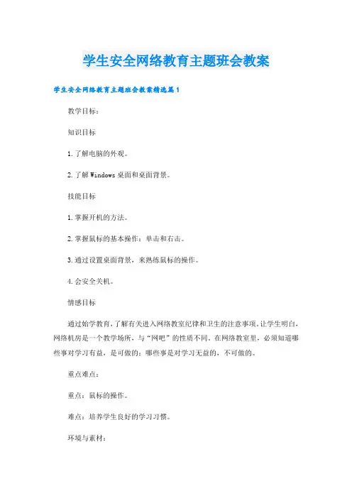 学生安全网络教育主题班会教案