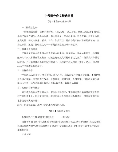 陕西中考满分作文精选5篇 (33)