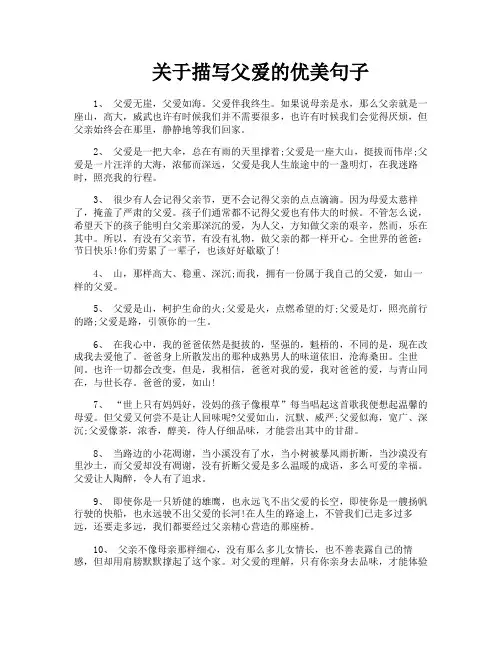 关于描写父爱的优美句子