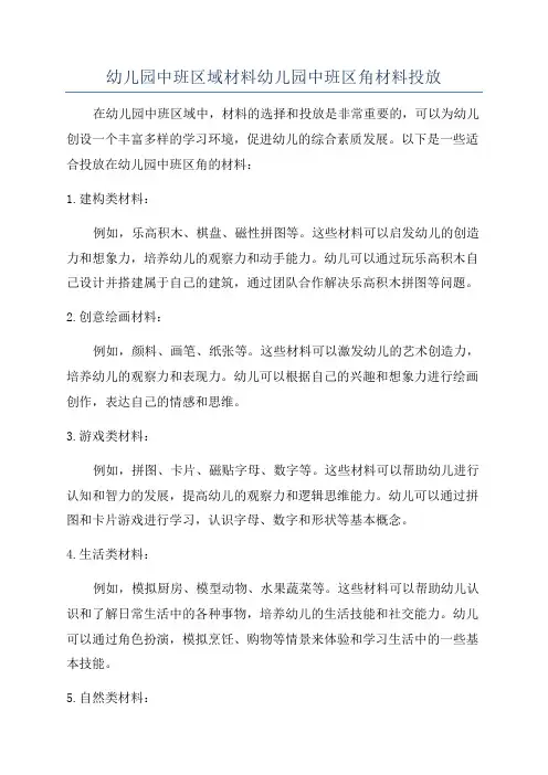 幼儿园中班区域材料幼儿园中班区角材料投放