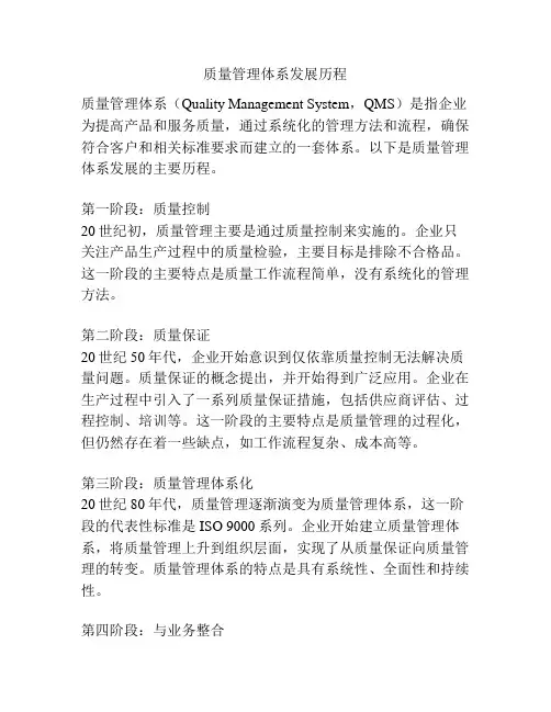 质量管理体系发展历程