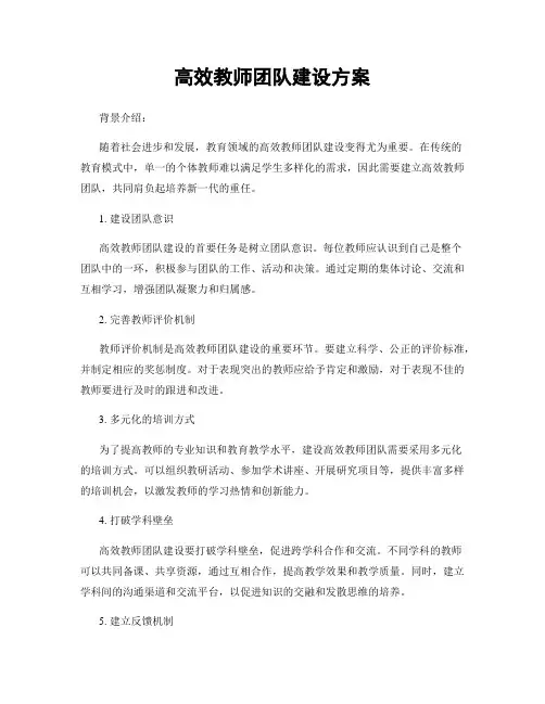 高效教师团队建设方案