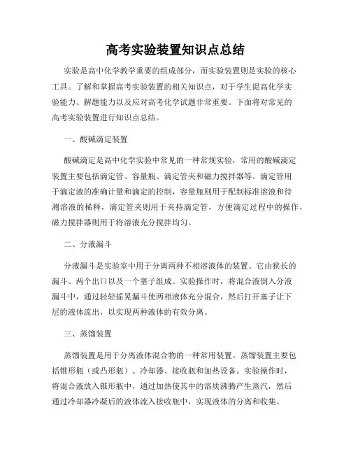 高考实验装置知识点总结