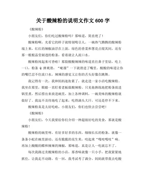 关于酸辣粉的说明文作文600字