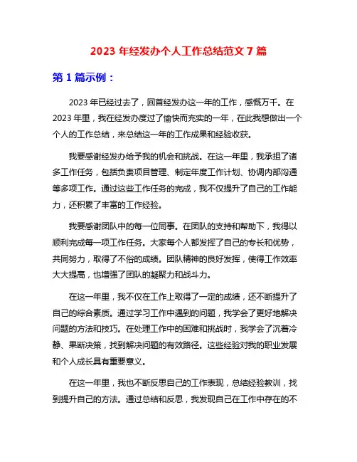 2023年经发办个人工作总结范文7篇
