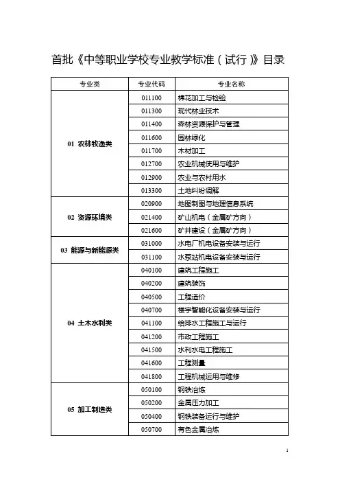 中等职业学校专业教学标准(试行)