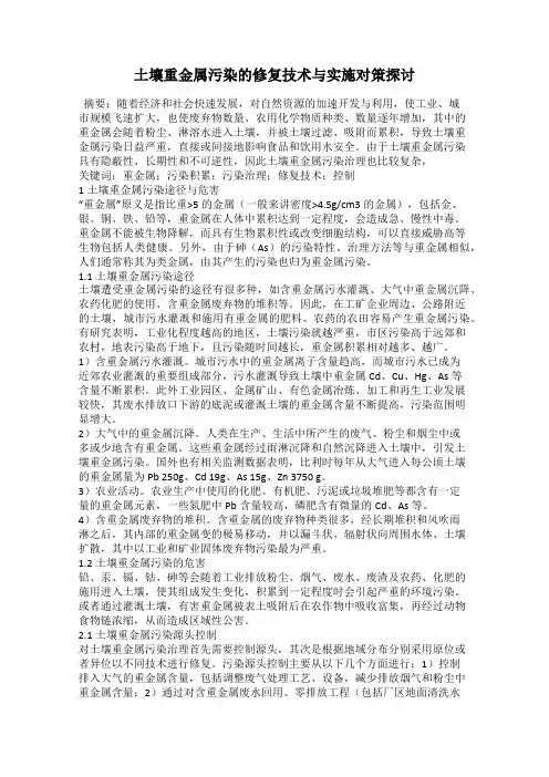 土壤重金属污染的修复技术与实施对策探讨