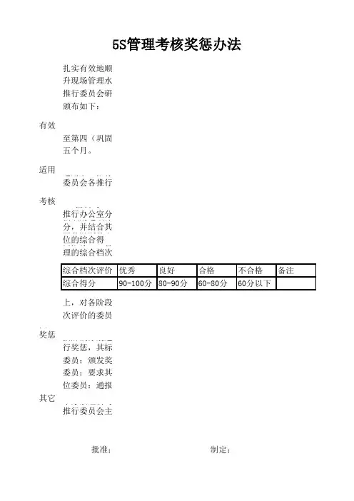 5S考核细则及办法