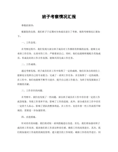 班子考察情况汇报