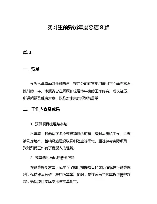 实习生预算员年度总结8篇