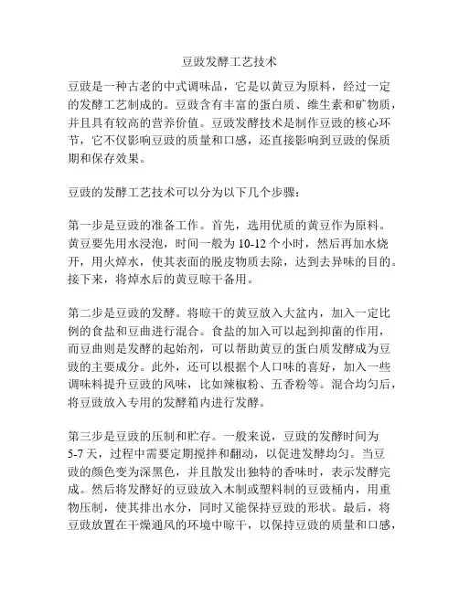 豆豉发酵工艺技术