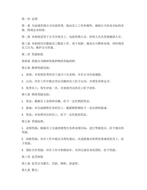营销公司奖罚管理制度