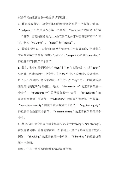 英语中单词重读音节规律详解