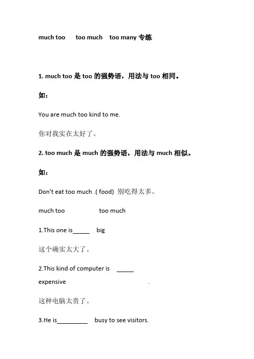 much too   too much  too many专练