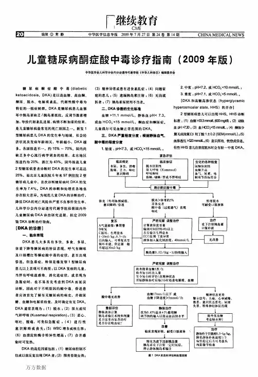儿童糖尿病酮症酸中毒诊疗指南(2009年版)