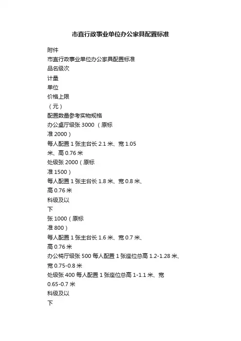 市直行政事业单位办公家具配置标准