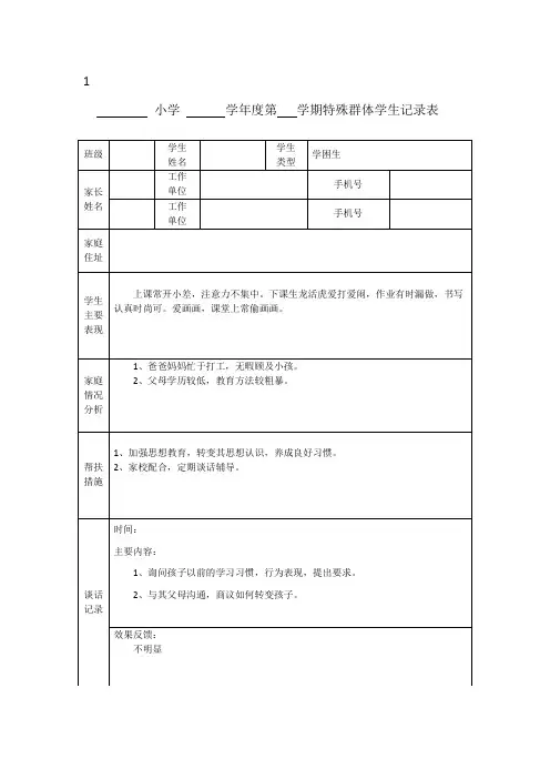 特殊群体学生记录表2