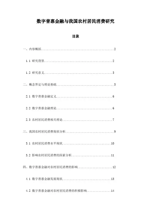 数字普惠金融与我国农村居民消费研究