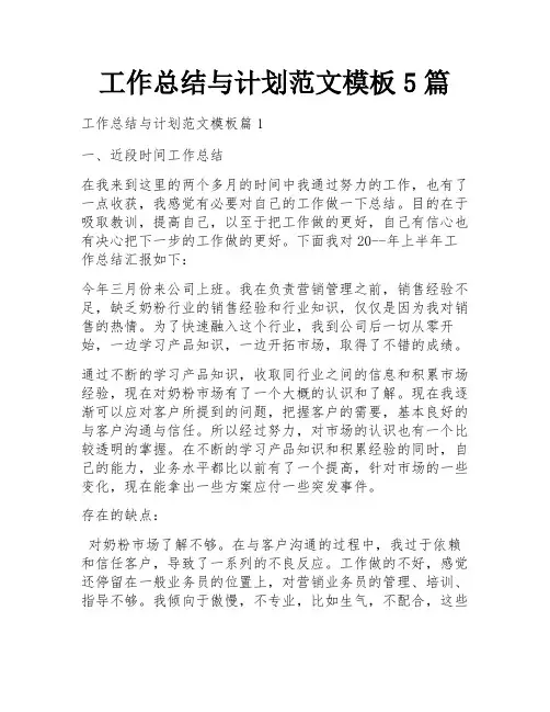 工作总结与计划范文模板5篇